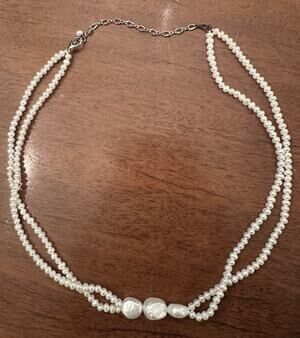 Double Strand Freshwater Rice Pearl Necklace
